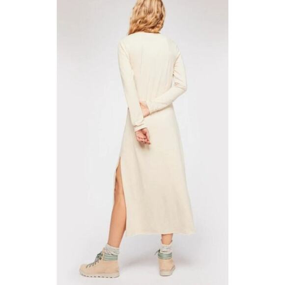 Free People FP Beach Iris Body Con Ivory Long Sleeve Maxi Dress Size Small - Picture 3 of 10